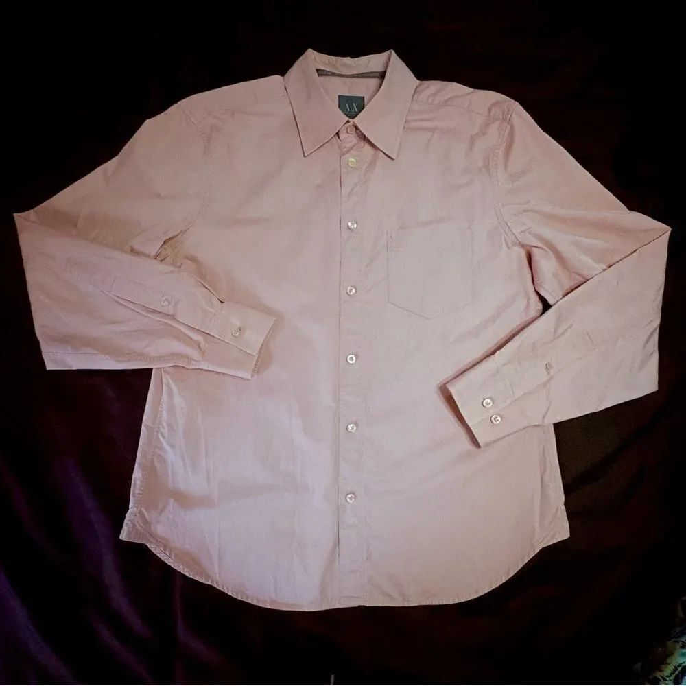 Men's Armani Exchange Dusty Salmon Pink Dress Shirt Size Large